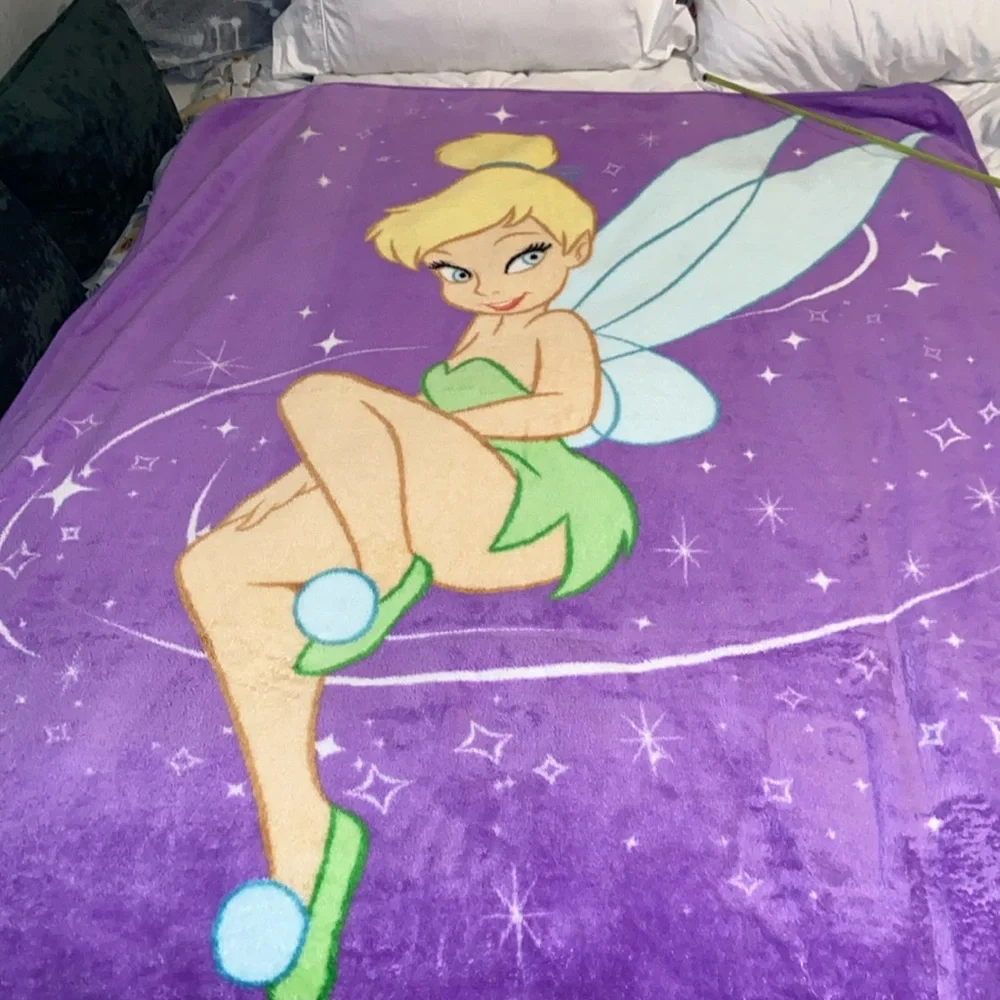 Rare vintage Disney Tinkerbell Blanket Throw Purple